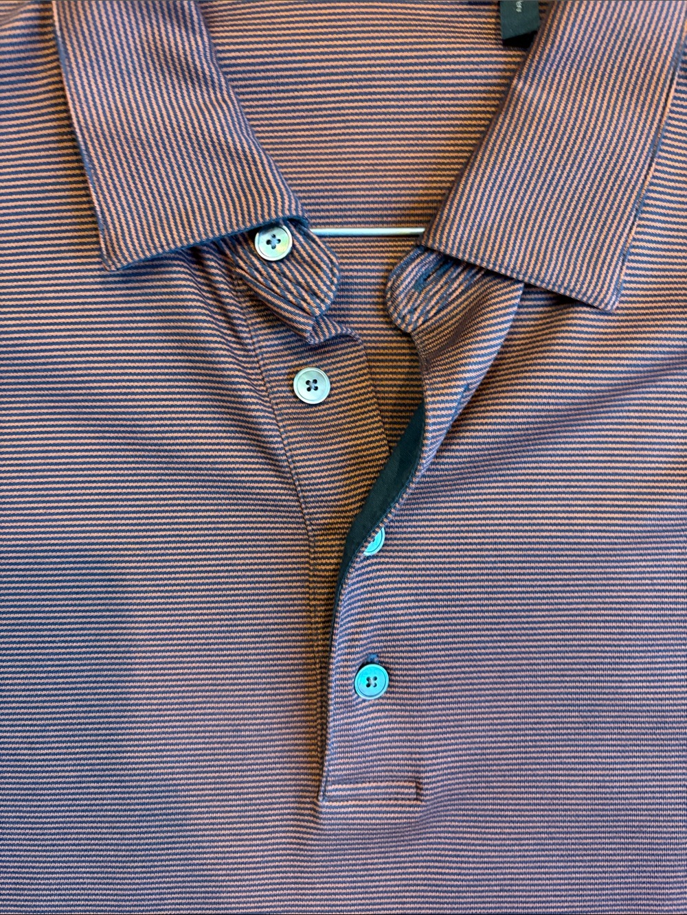Theory Men's Long-Sleeve Polo in Red-Brown - Picture 3 of 4